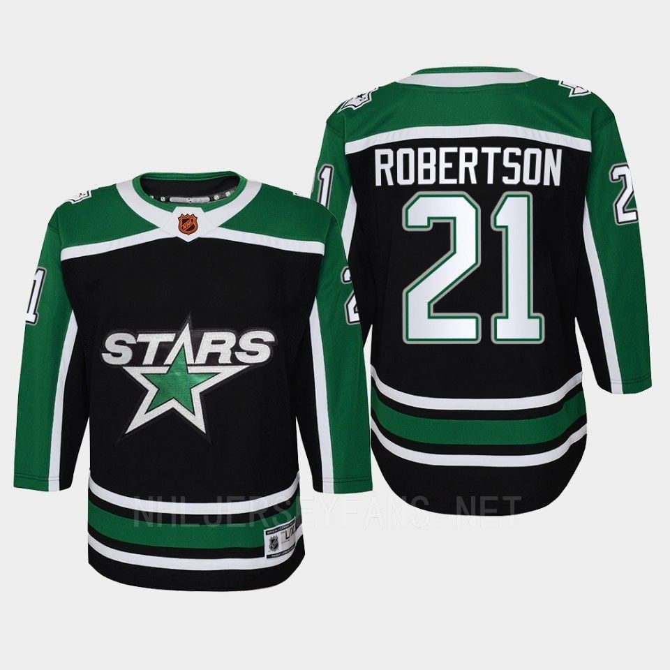 Dallas Stars 21 Jason Robertson Reverse Retro Black Equipment, NHL Jersey Youth