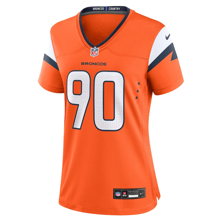 Angelo Blackson 90 Denver Broncos Game Orange NFL Jersey Women's