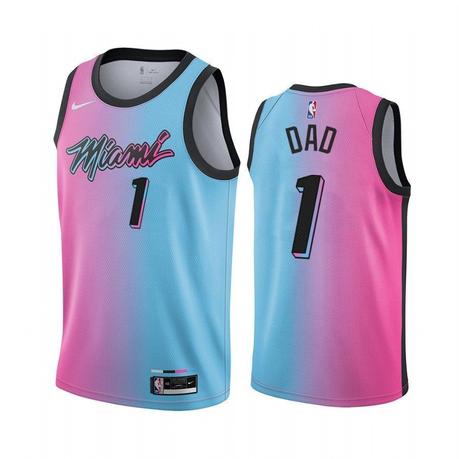 Miami Heat Fathers Day Blue Pink No.1 Dad NBA Jersey Men's