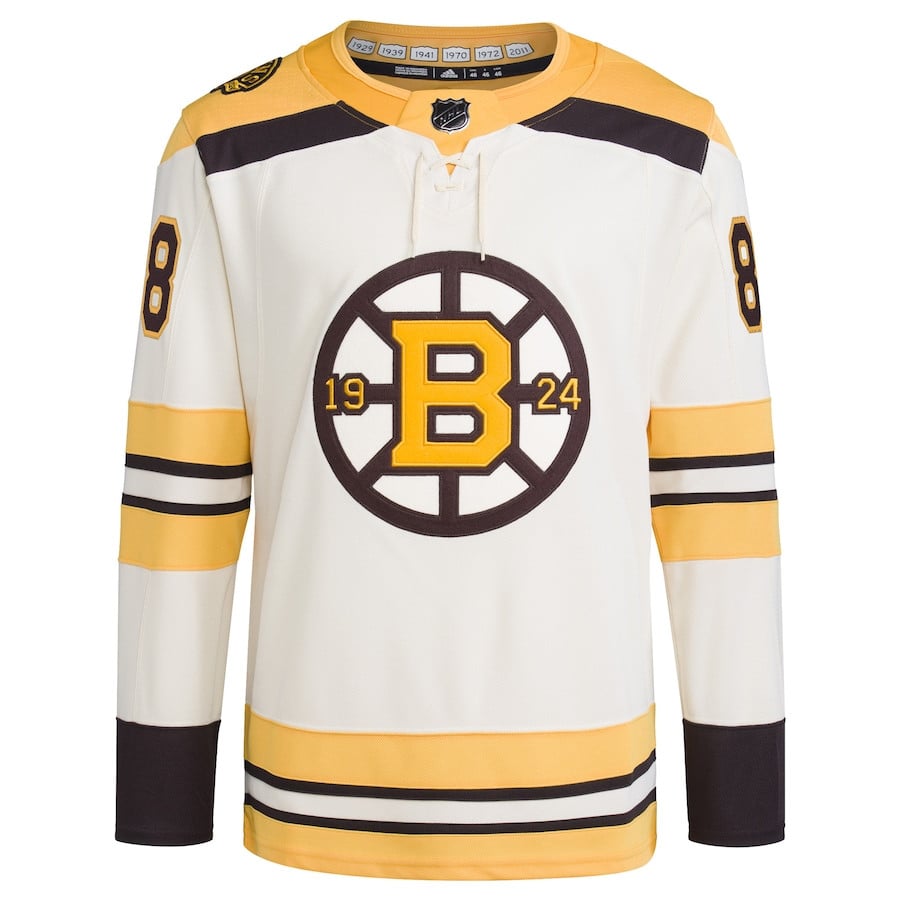 David Pastrnak 88 Boston Bruins Primegreen Cream NHL Jersey Men's