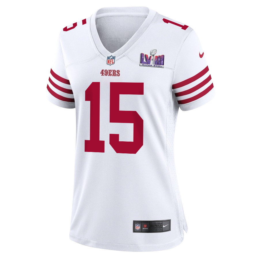 Jauan Jennings 15 San Francisco 49ers Super Bowl LVIII Patch Game White NFL Jersey Women's