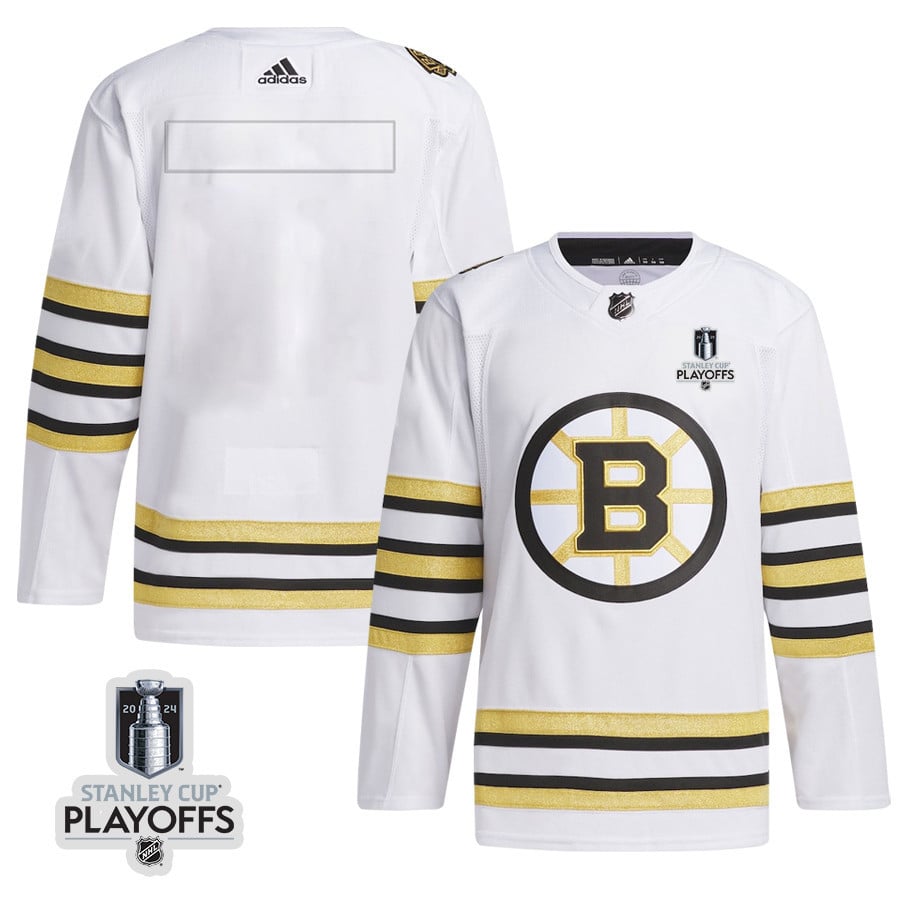 Boston Bruins 2024 Playoffs Patch Away White NHL Jersey Men's
