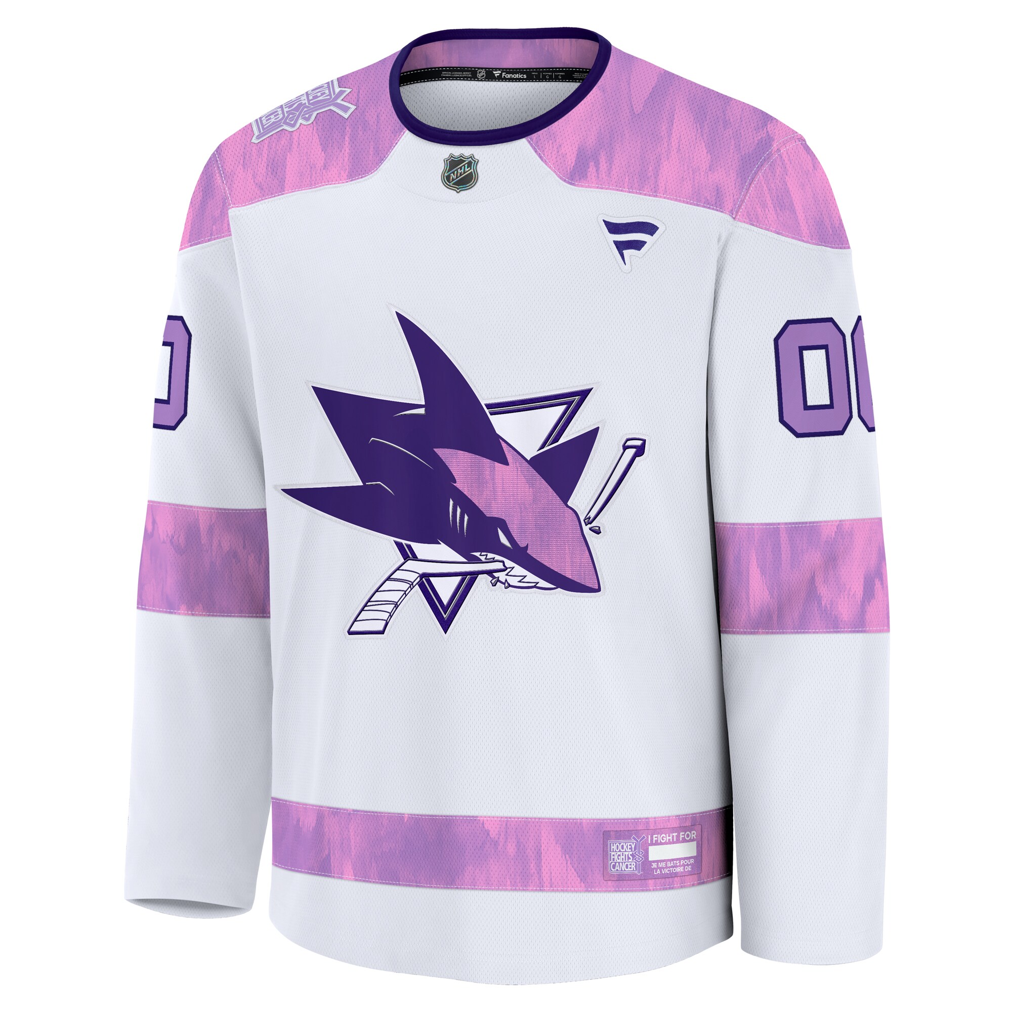 San Jose Sharks White 2024 Fights Cancer Custom Practice NHL Jersey Men's