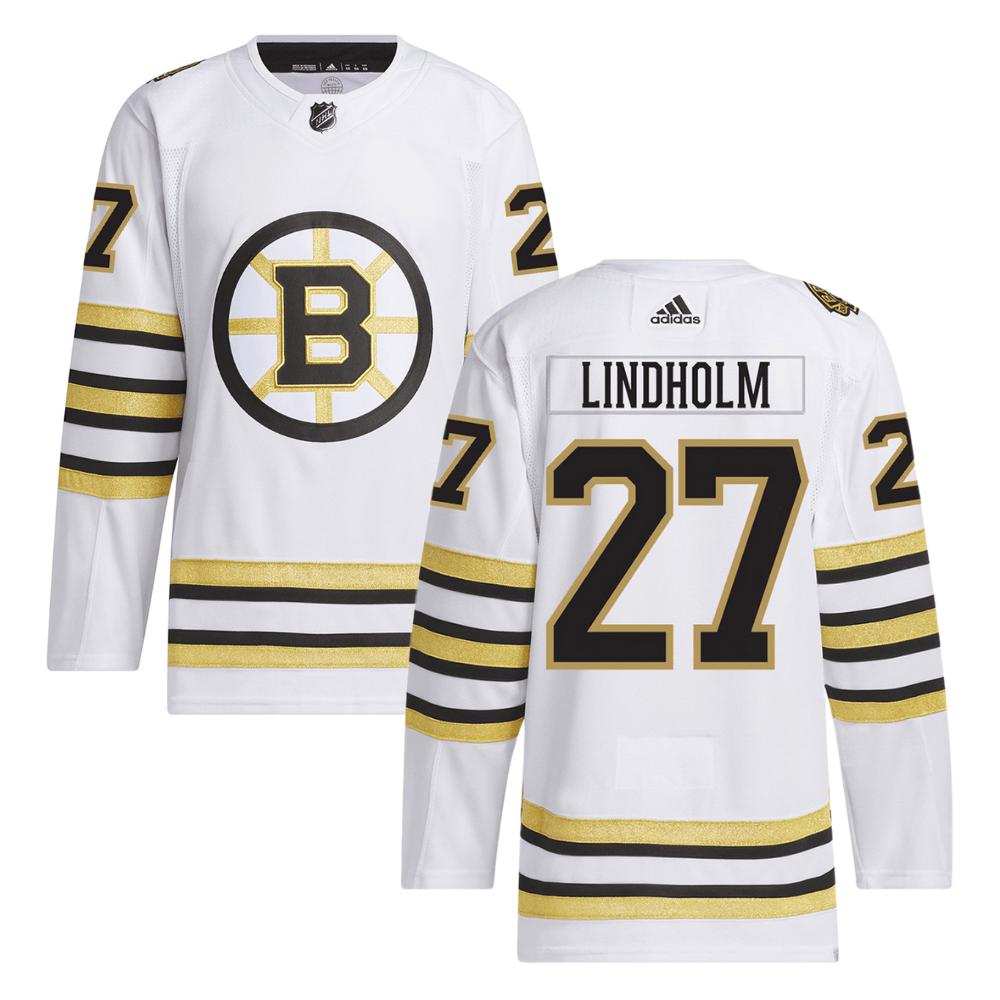 Hampus Lindholm 27 Boston Bruins 100th Anniversary Primegreen Away White NHL Jersey Men's