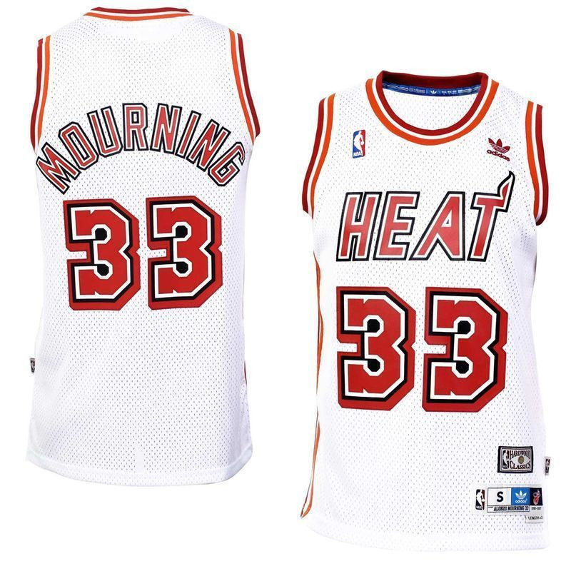 Alonzo Mourning Miami Heat White Hardwood Classics Swingman NBA Jersey Men's
