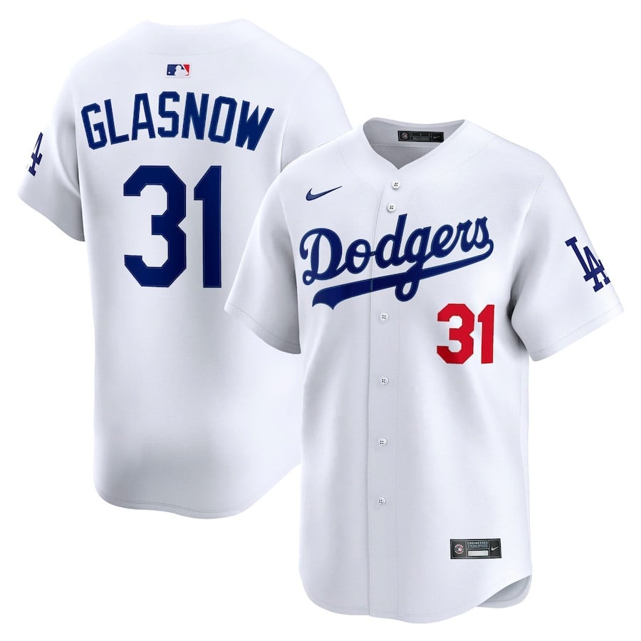 Tyler Glasnow 31 Los Angeles Dodgers Home Limited Player White MLB Jersey Men's