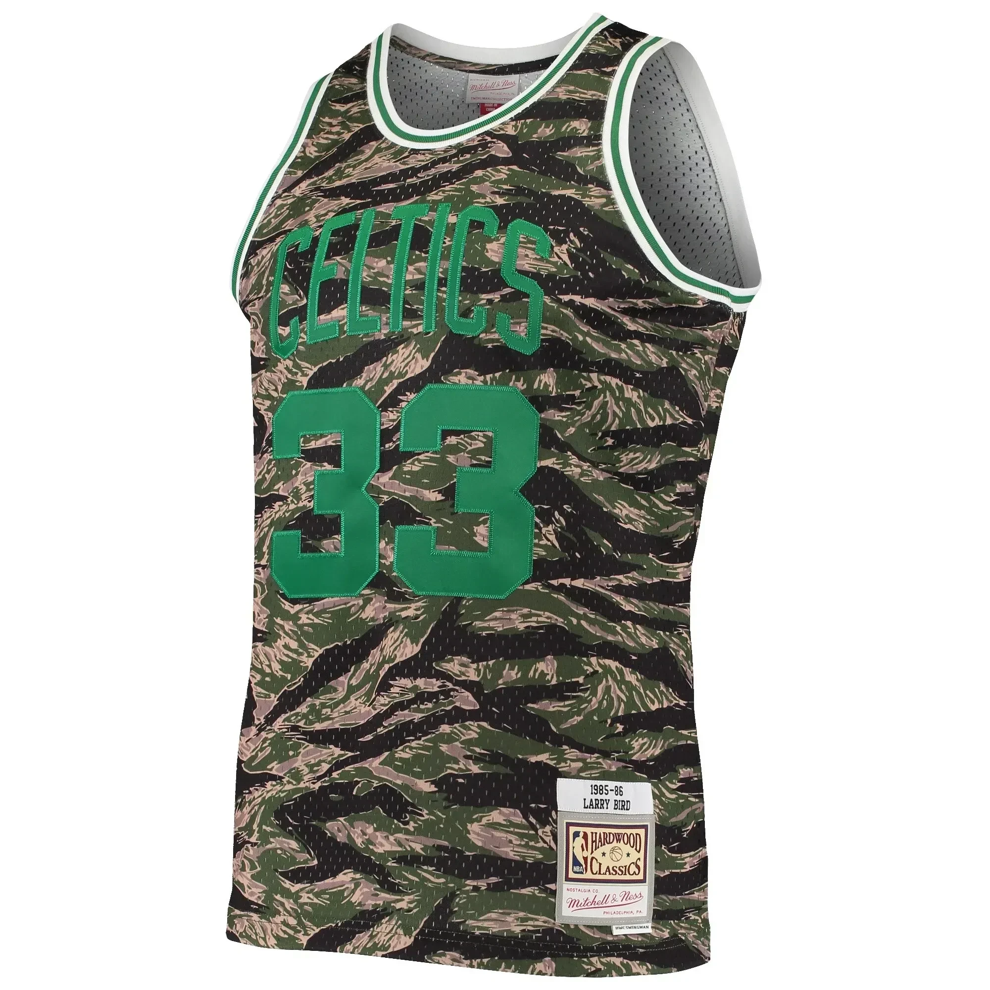 Larry Bird Boston Celtics Mitchell Ness Hardwood Classics Tiger Swingman Camo NBA Jersey Men's
