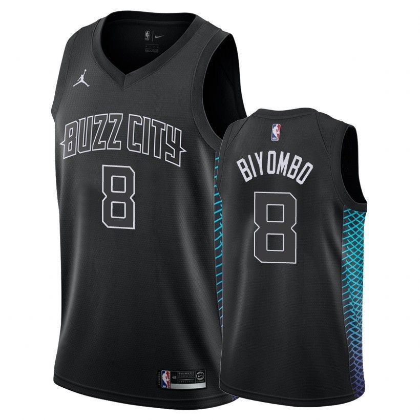 Charlotte Hornets Bismack Biyombo 8 City Black NBA Jersey Men's