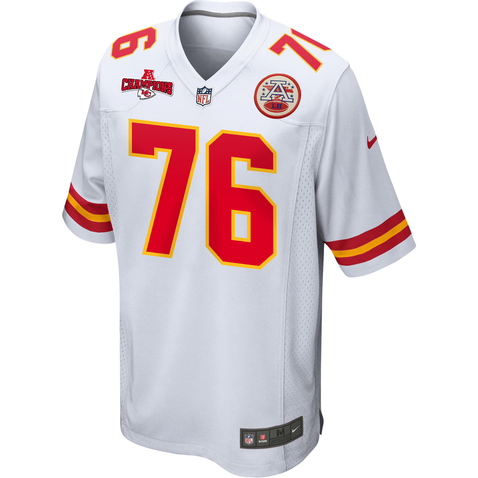 Prince Tega Wanogho 76 Kansas City Chiefs AFC Champions Patch Game White NFL Jersey Men's