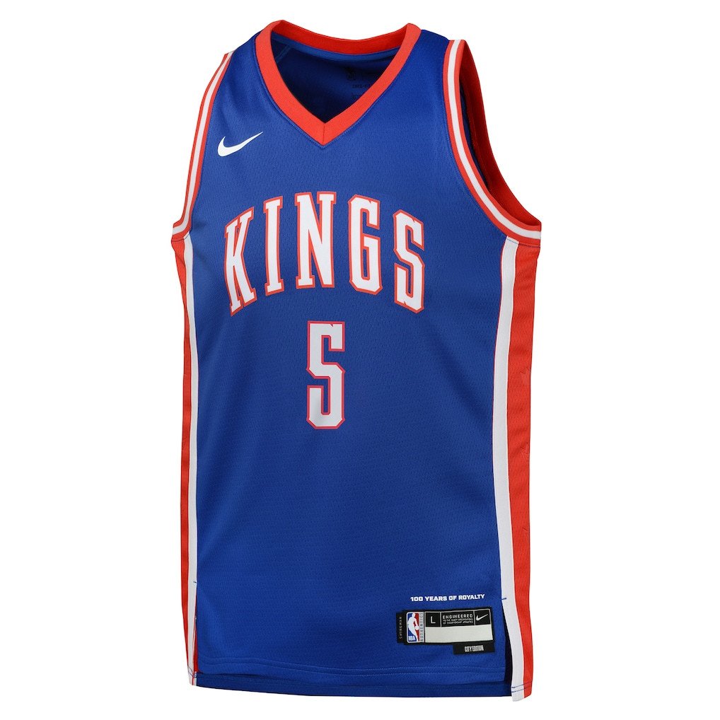 De'Aaron Fox 5 Sacramento Kings 2024/25 Swingman Playe City Edition Blue NBA Jersey Youth