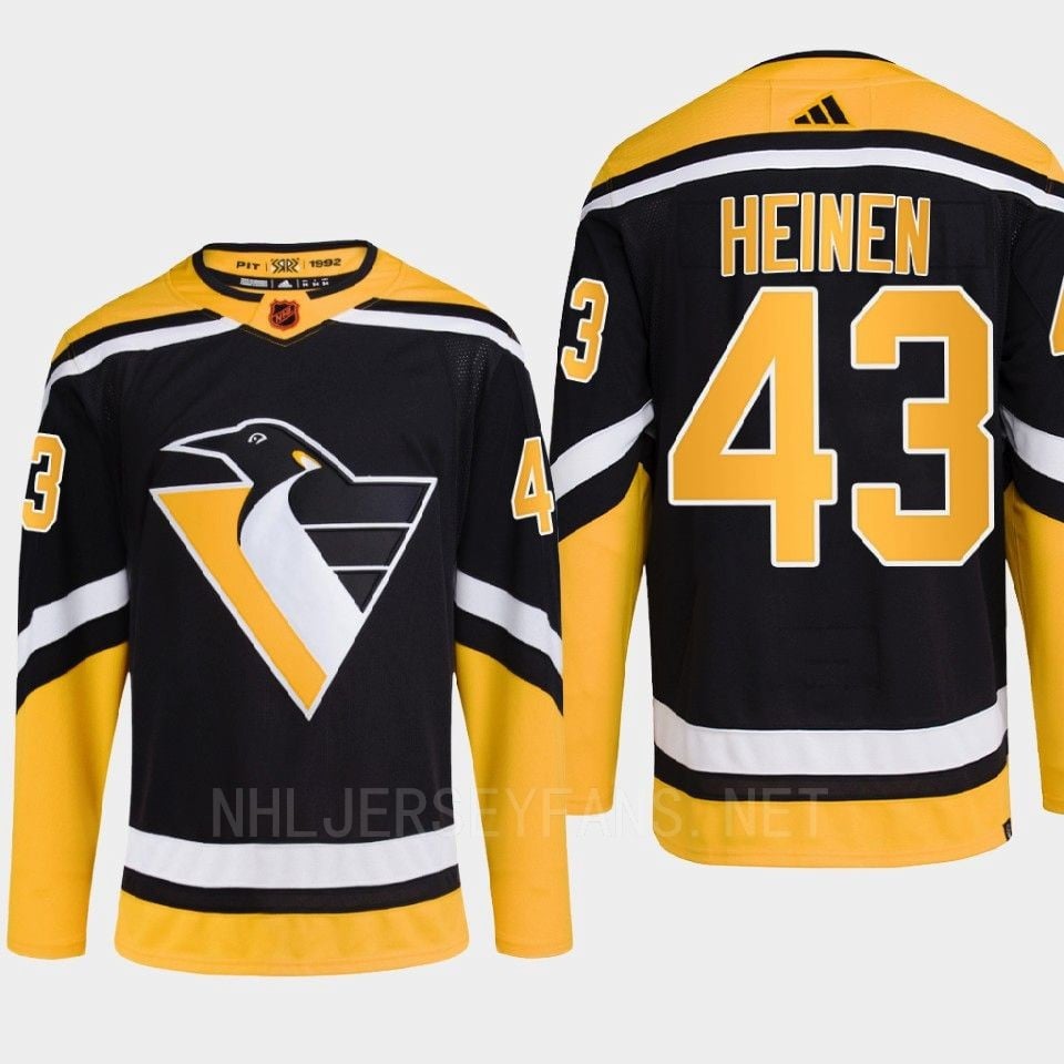 Pittsburgh Penguins 2022 Reverse Retro 2.0 Danton Heinen 43 Black Primegreen NHL Jersey Men's