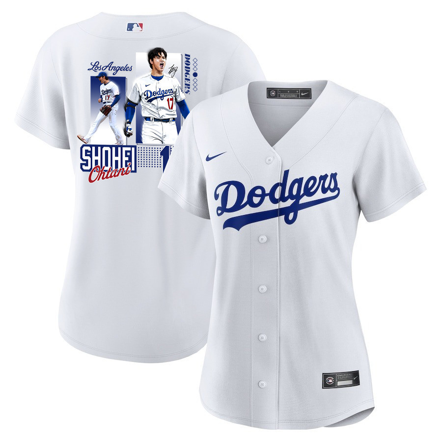 Shohei Ohtani 17 Los Angeles Dodgers Signed Welcome To The Sho Home White MLB Jersey Women's