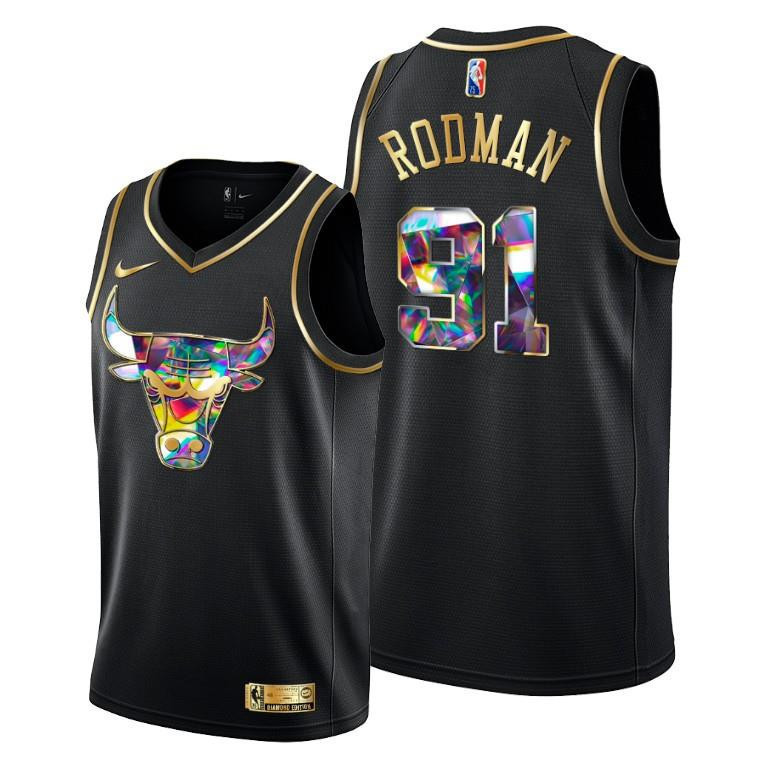 Dennis Rodman 91 Chicago Bulls 75th Anniversary Team Black Men NBA Jersey Men's