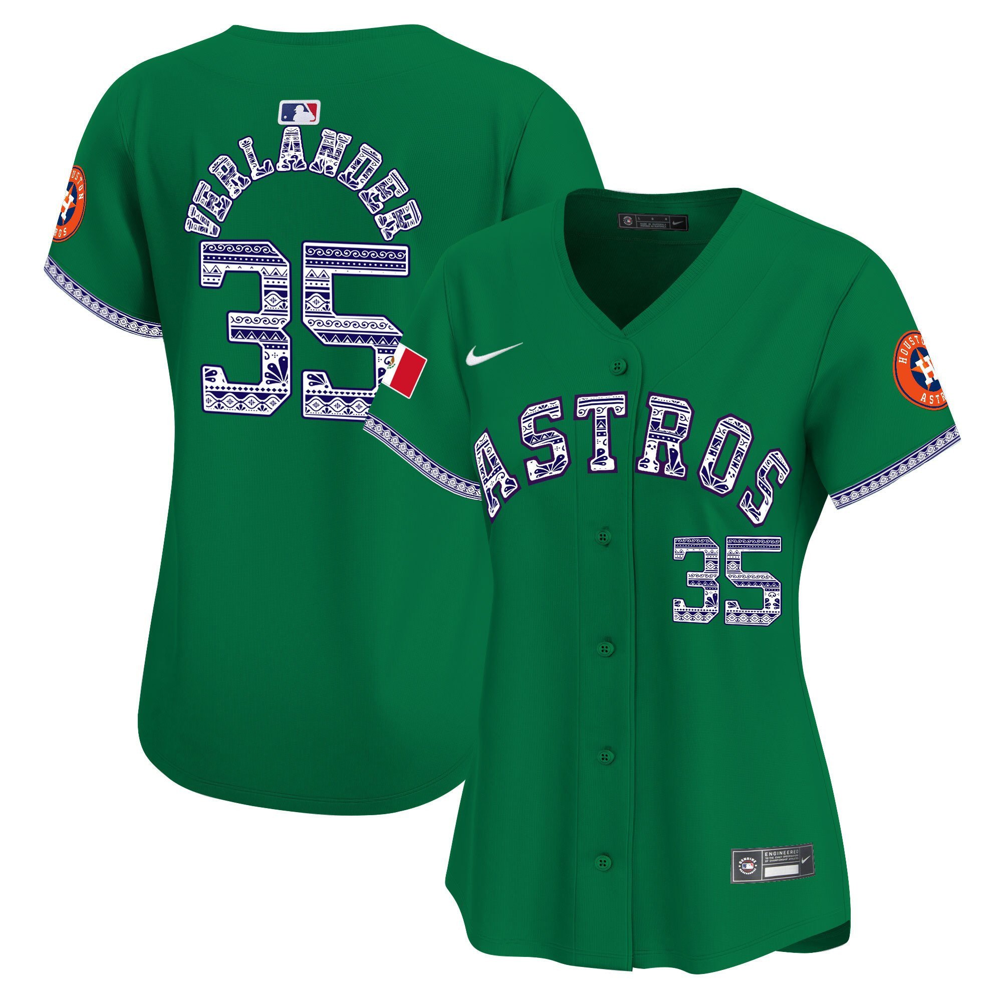 Justin Verlander 35 Houston Astros Mexico Green MLB Jersey Women's