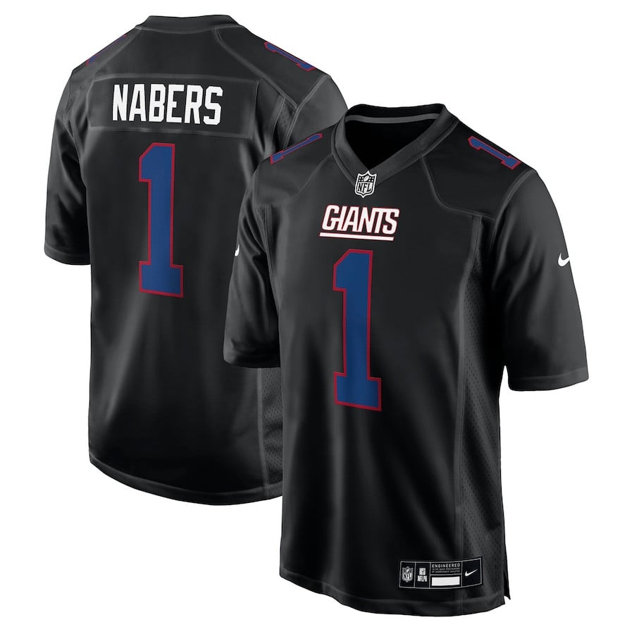 Malik Nabers 1 New York Giants Fashion Carbon Black NFL Jersey Men's