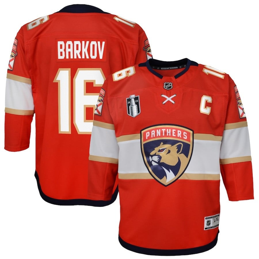 Aleksander Barkov 16 Florida Panthers 2023 Stanley Cup Final Home Red NHL Jersey Youth