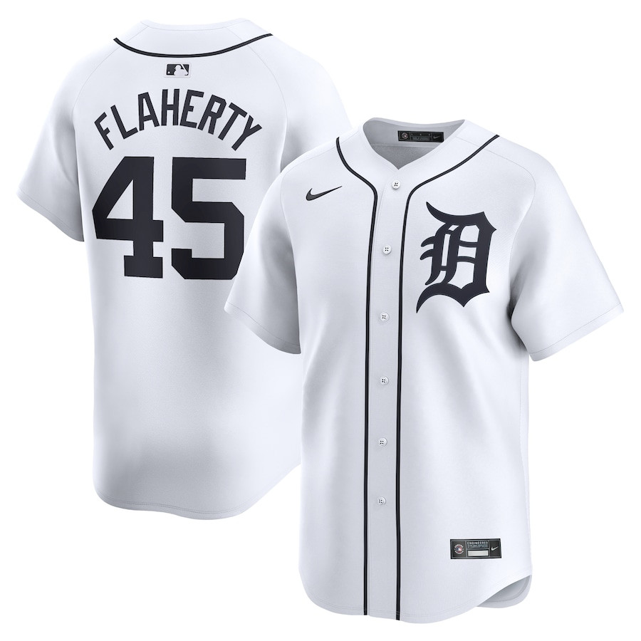 Jack Flaherty 45 Detroit Tigers Home Limited Player White MLB Jersey Men's