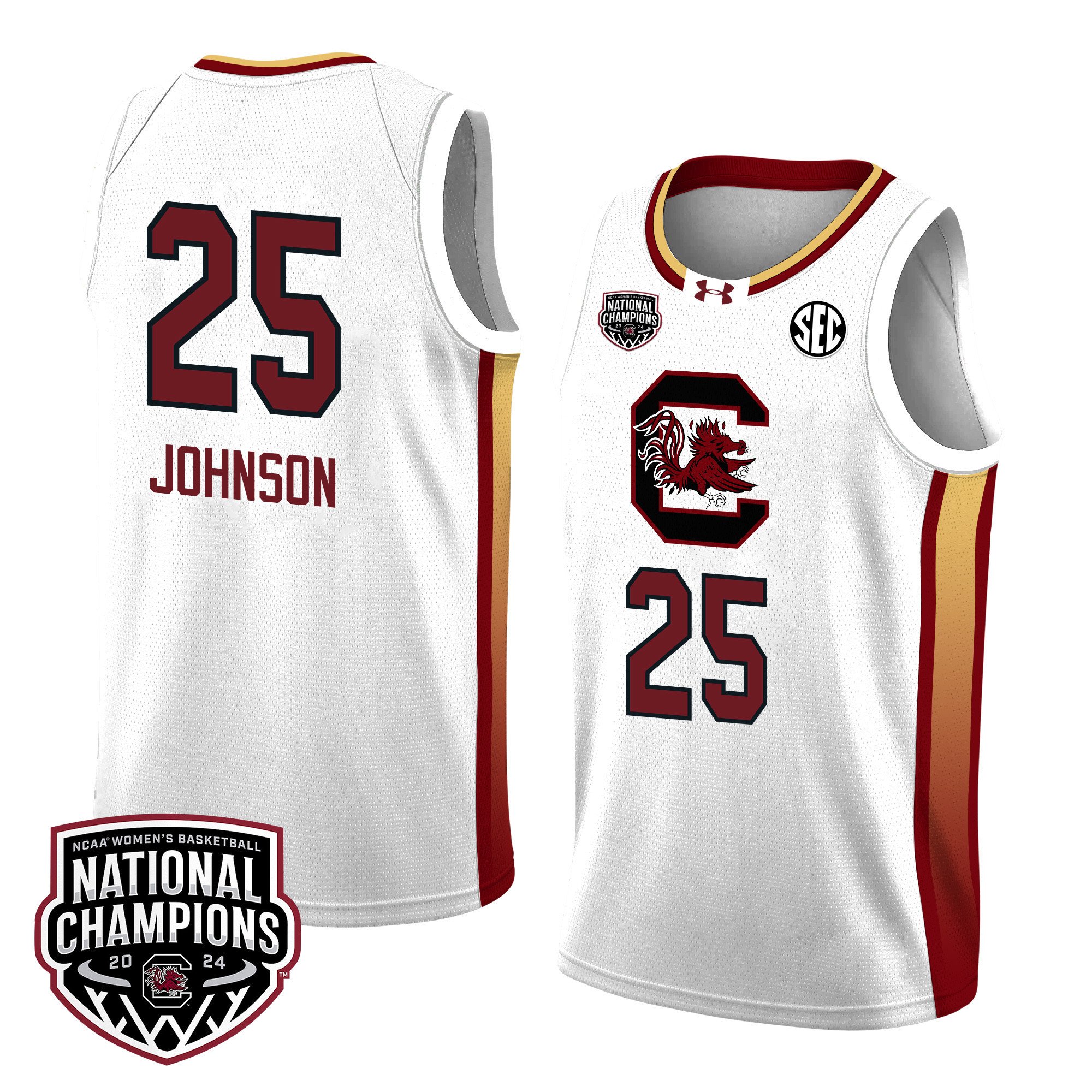 Raven Johnson 25 South Carolina 2024 National Champions Patch Unisex NCAA Jersey Unisex