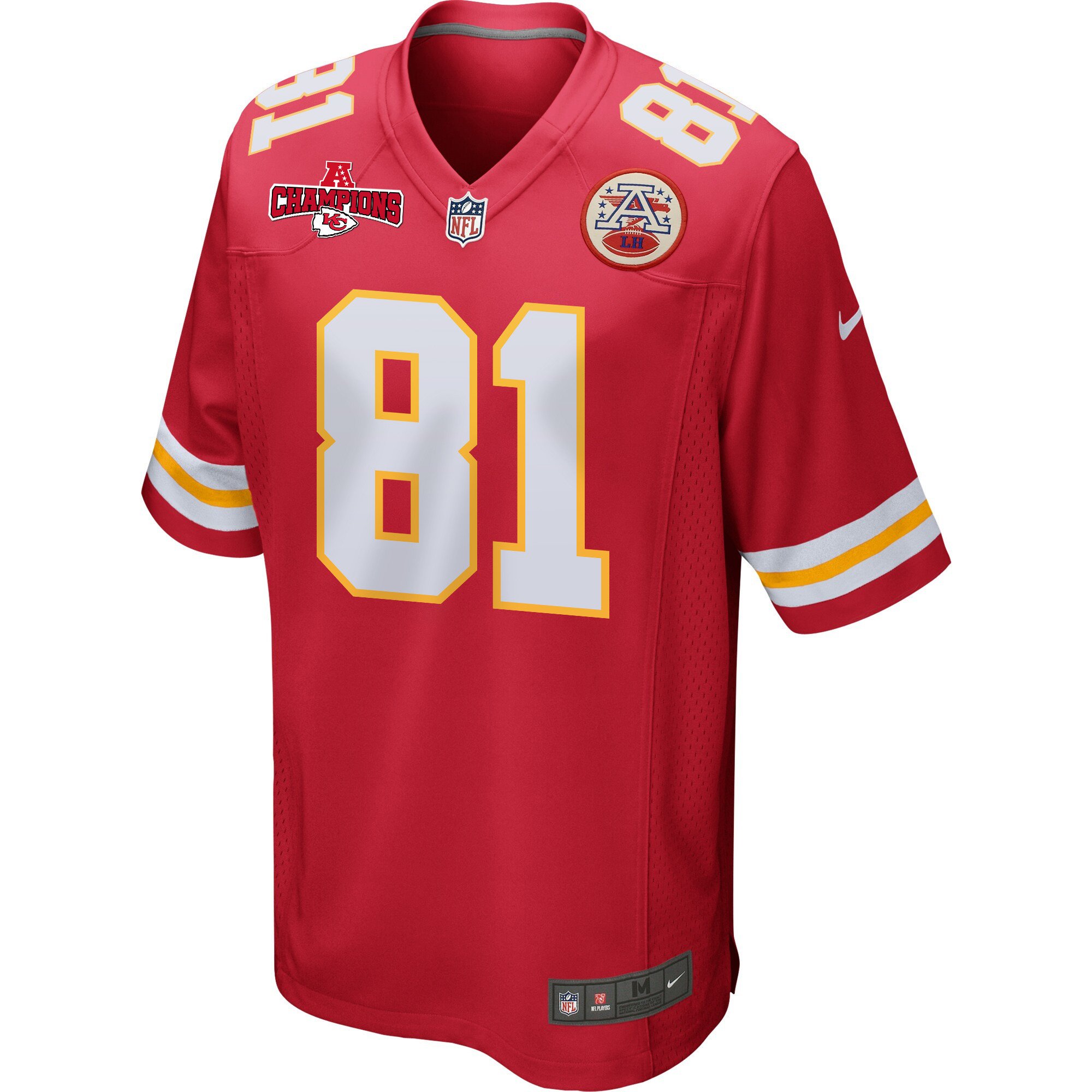 Blake Bell 81 Kansas City Chiefs AFC Champions Patch Game Red NFL Jersey Men's