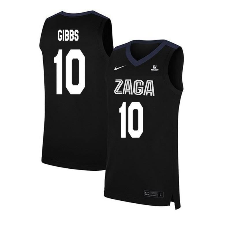 10 Grant Gibbs Black Elite Gonzaga Bulldogs NCAA Jersey Men's