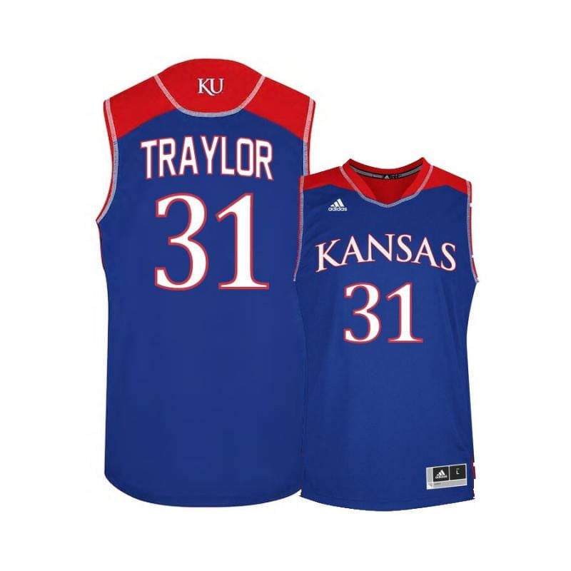 31 Jamari Traylor Blue Kansas Jayhawks NCAA Jersey Men's