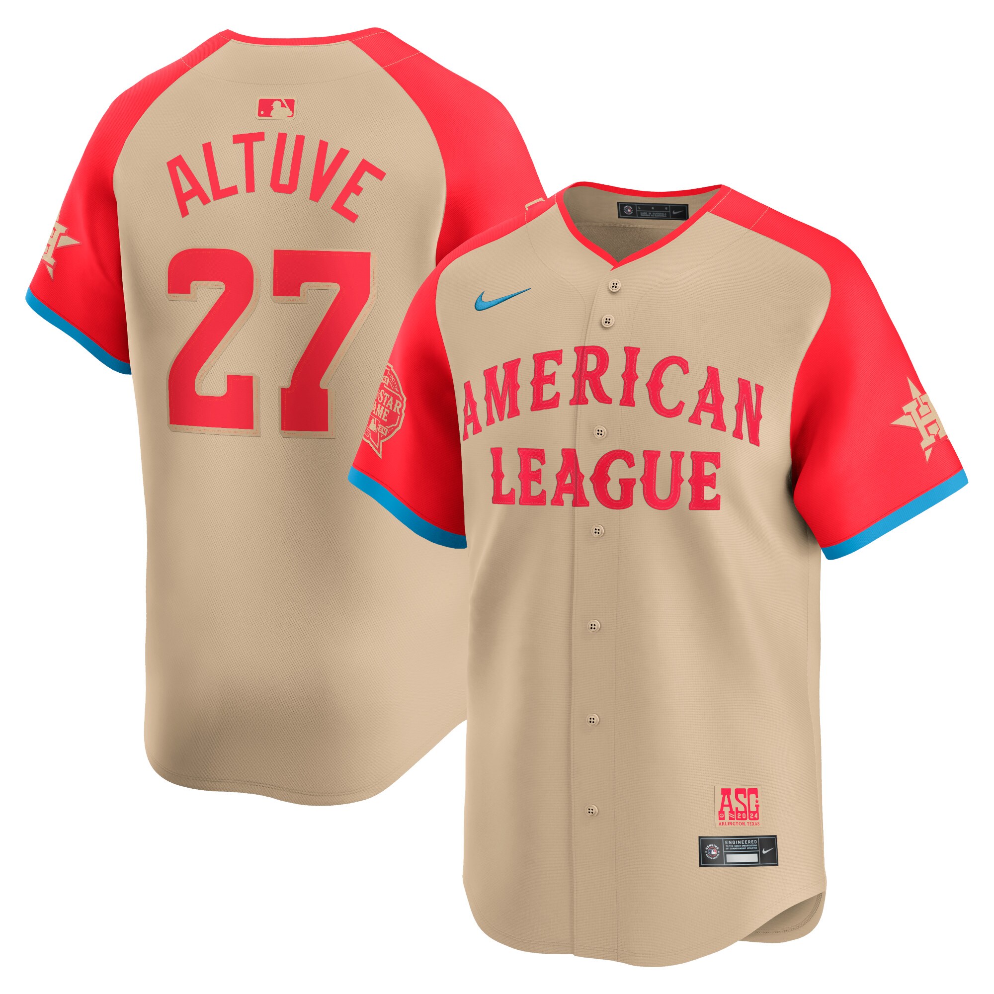 American League Jose Altuve Cream 2024 All Star Game Limited Player MLB Jersey Men's