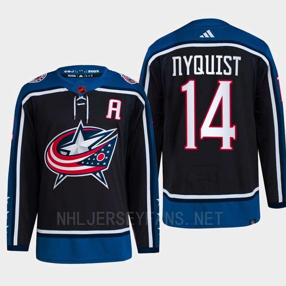 Gustav Nyquist 14 Reverse Retro 2.0 2022 Columbus Blue Jackets Navy Primegreen NHL Jersey Men's