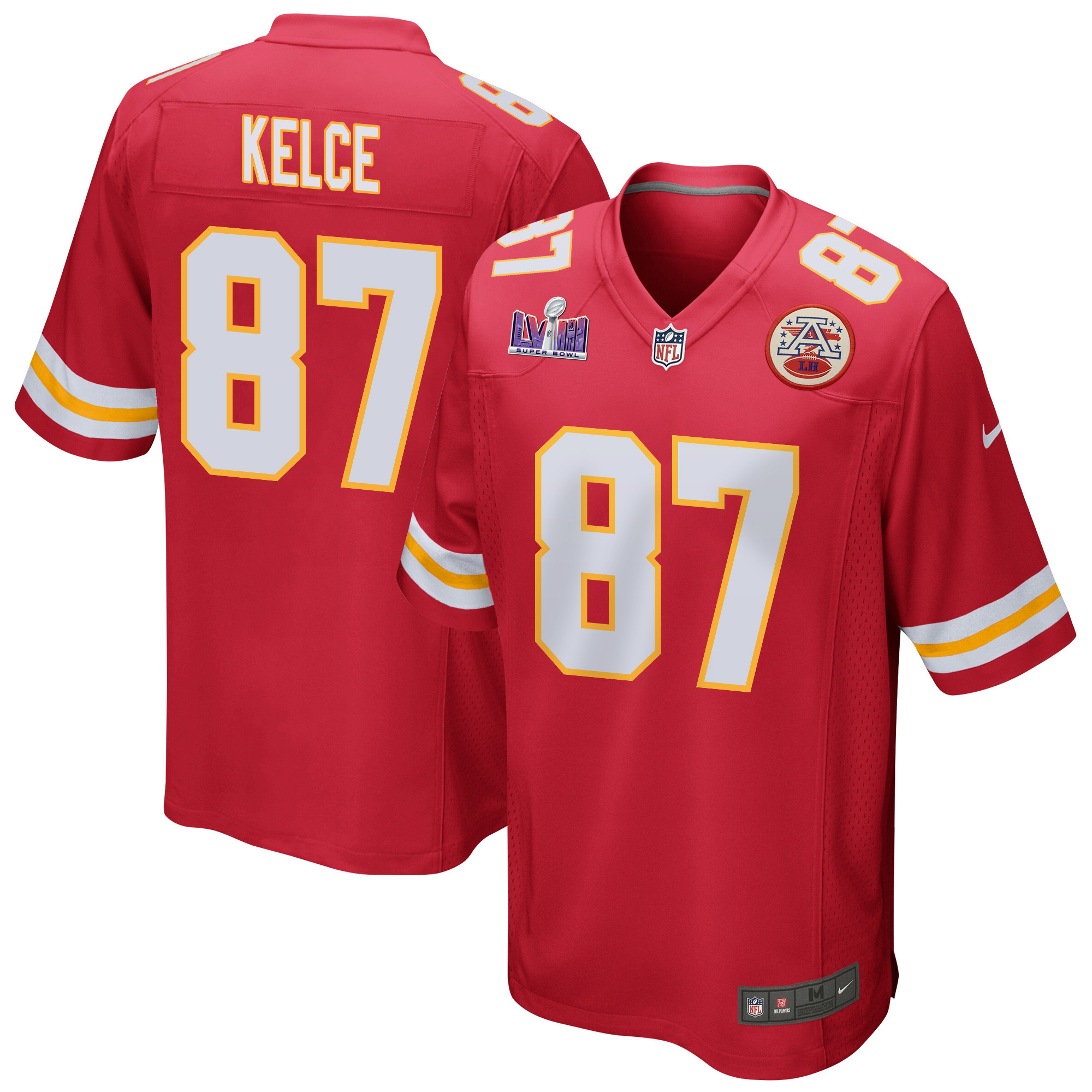 Travis Kelce 87 Kansas City Chiefs Super Bowl LVIII Patch Game Red NFL Jersey Men's
