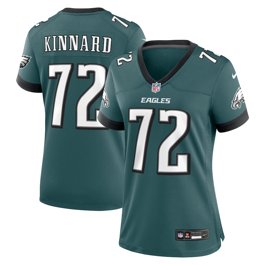 Darian Kinnard 72 Philadelphia Eagles Team Game Midnight Green NFL Jersey Women's