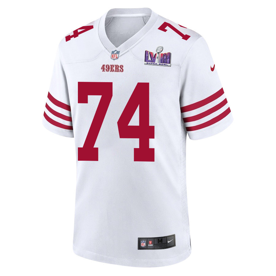 Spencer Burford 74 San Francisco 49ers Super Bowl LVIII Patch Game White NFL Jersey Men's
