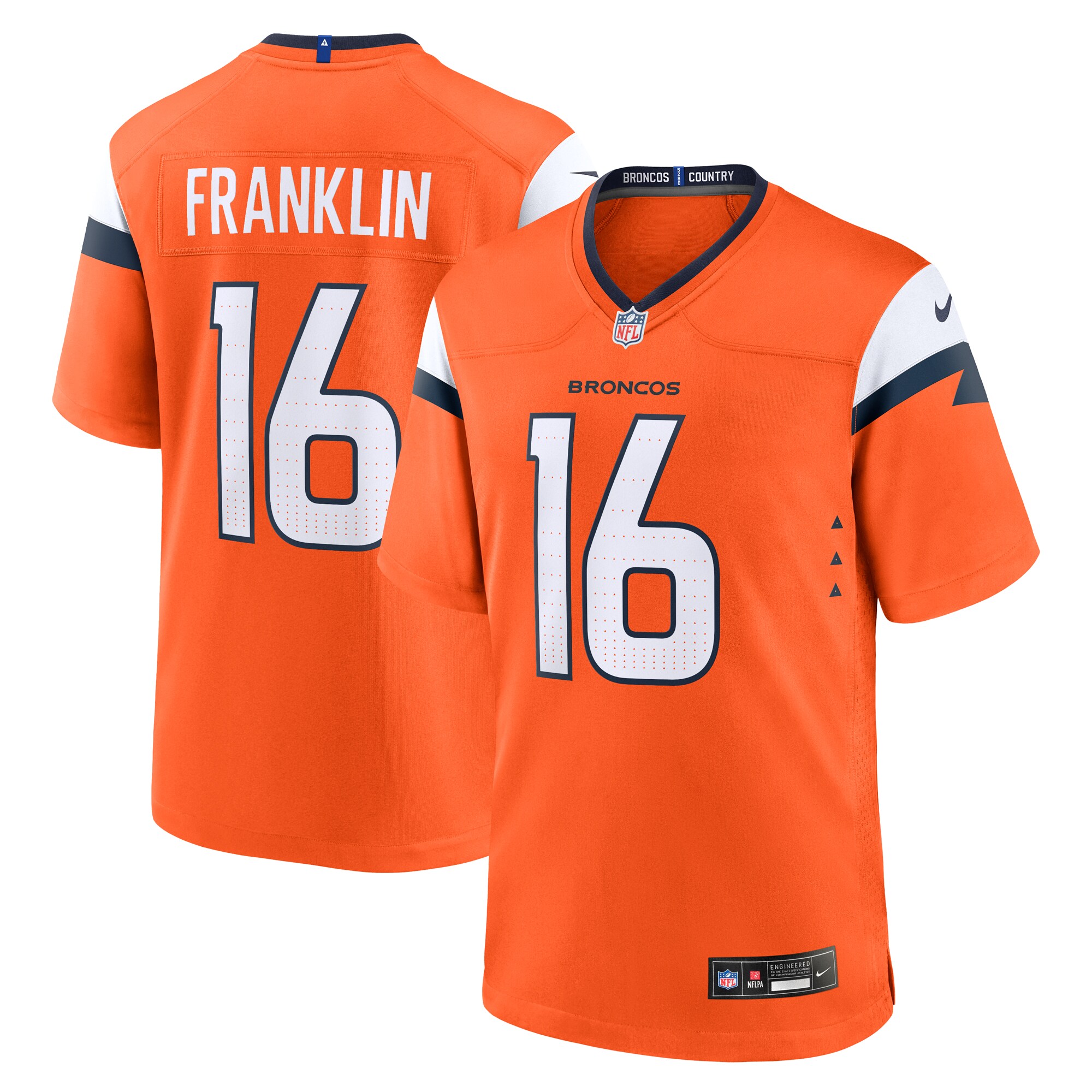 Denver Broncos Troy Franklin Orange Team Game NFL Jersey Men's