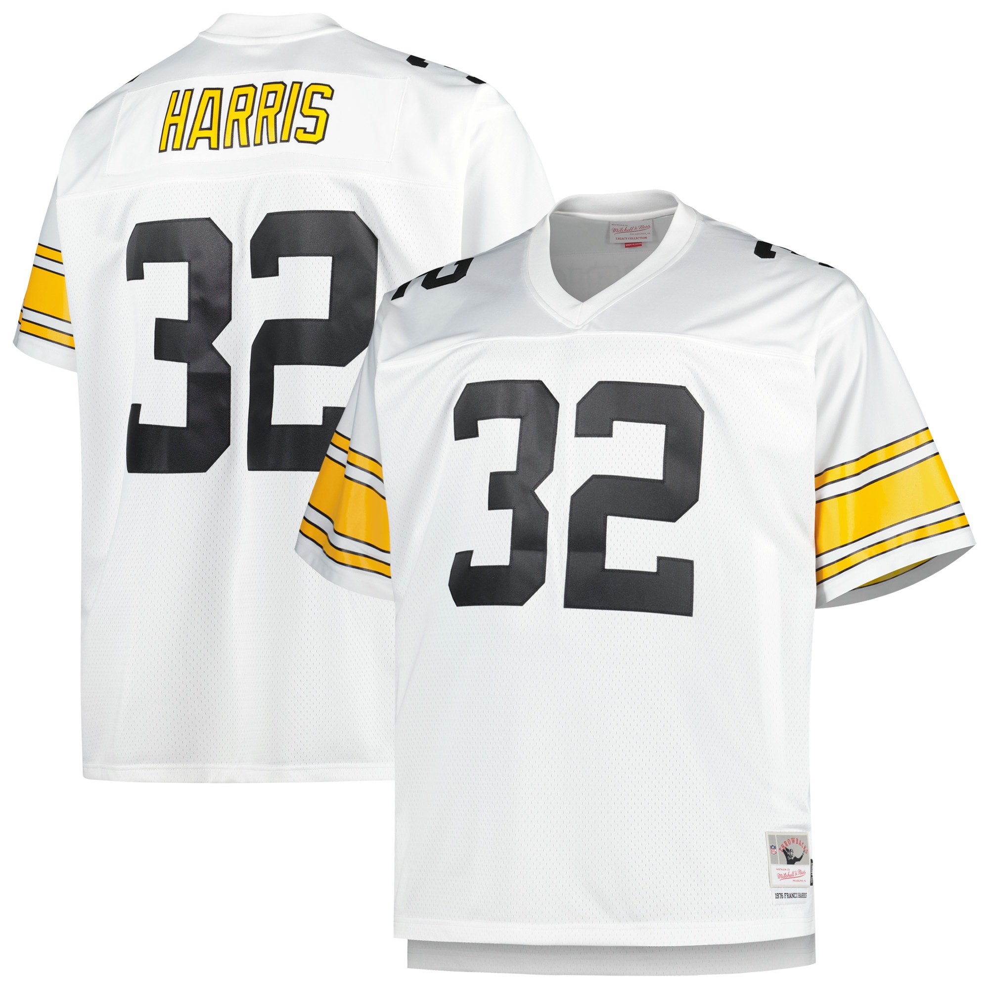 Pittsburgh Steelers Franco Harris Mitchell Ness White Big Tall 1976 Retired Player NFL Jersey Men's