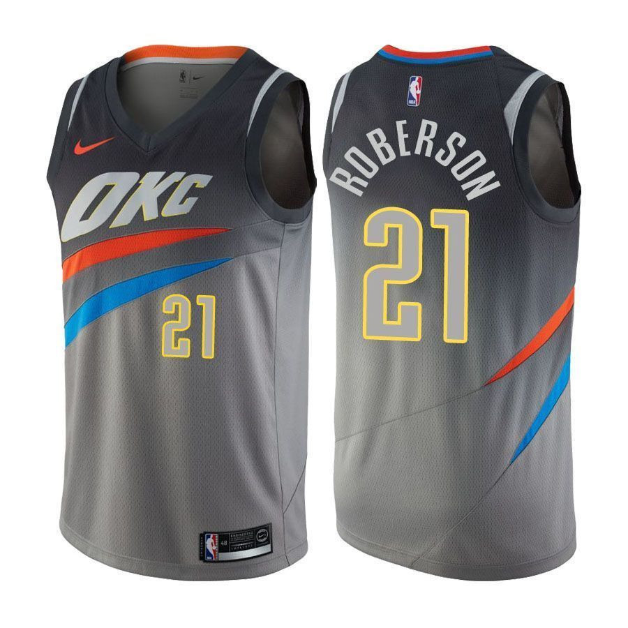 Thunder Andre Roberson 21 City Edition Gray NBA Jersey Men's