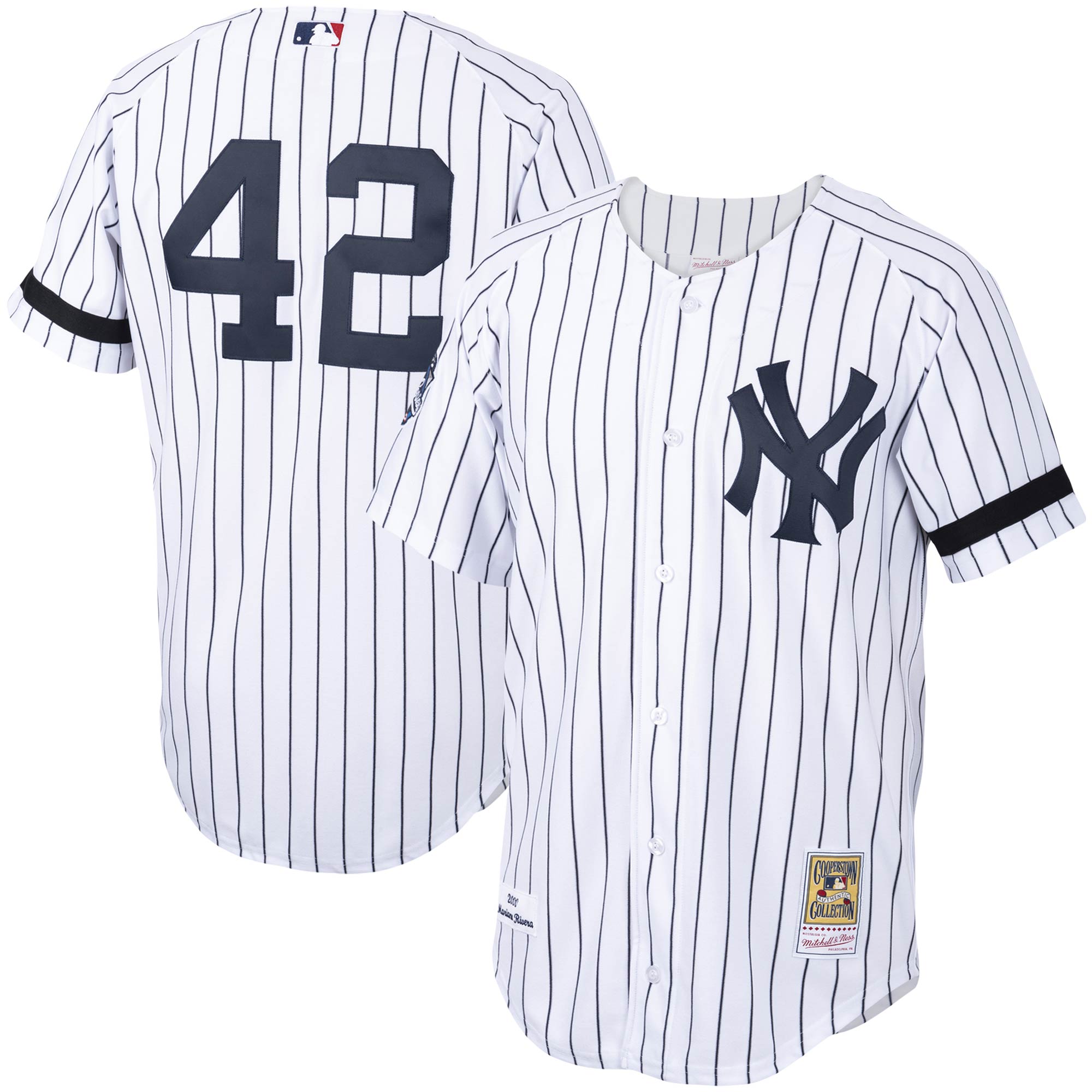 New York Yankees Mariano Rivera Mitchell Ness White/Navy Home 2000 Cooperstown Collection MLB Jersey Men's