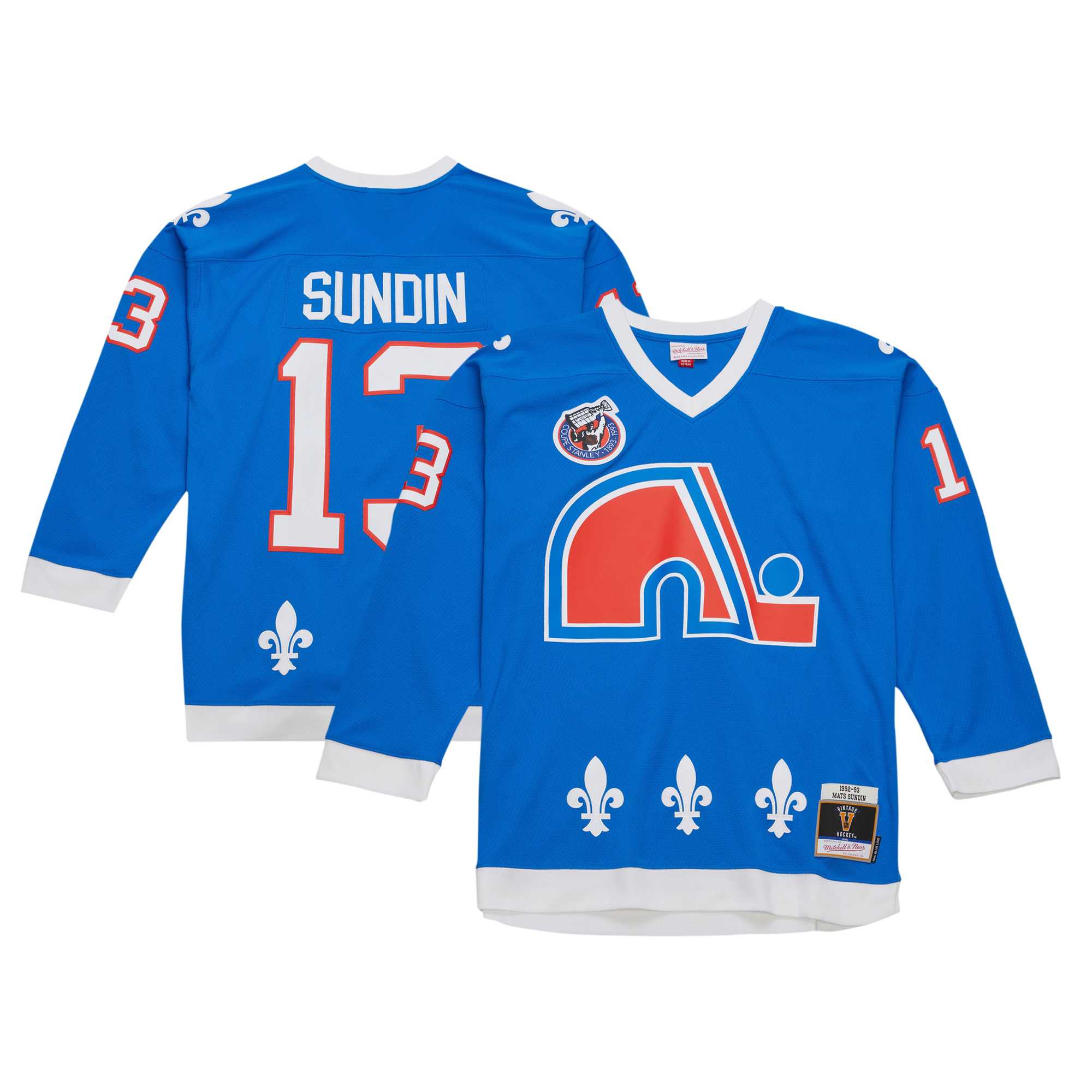 Quebec Nordiques Mats Sundin Mitchell Ness Blue Vintage 1992/93 Blue Line Player NHL Jersey Men's