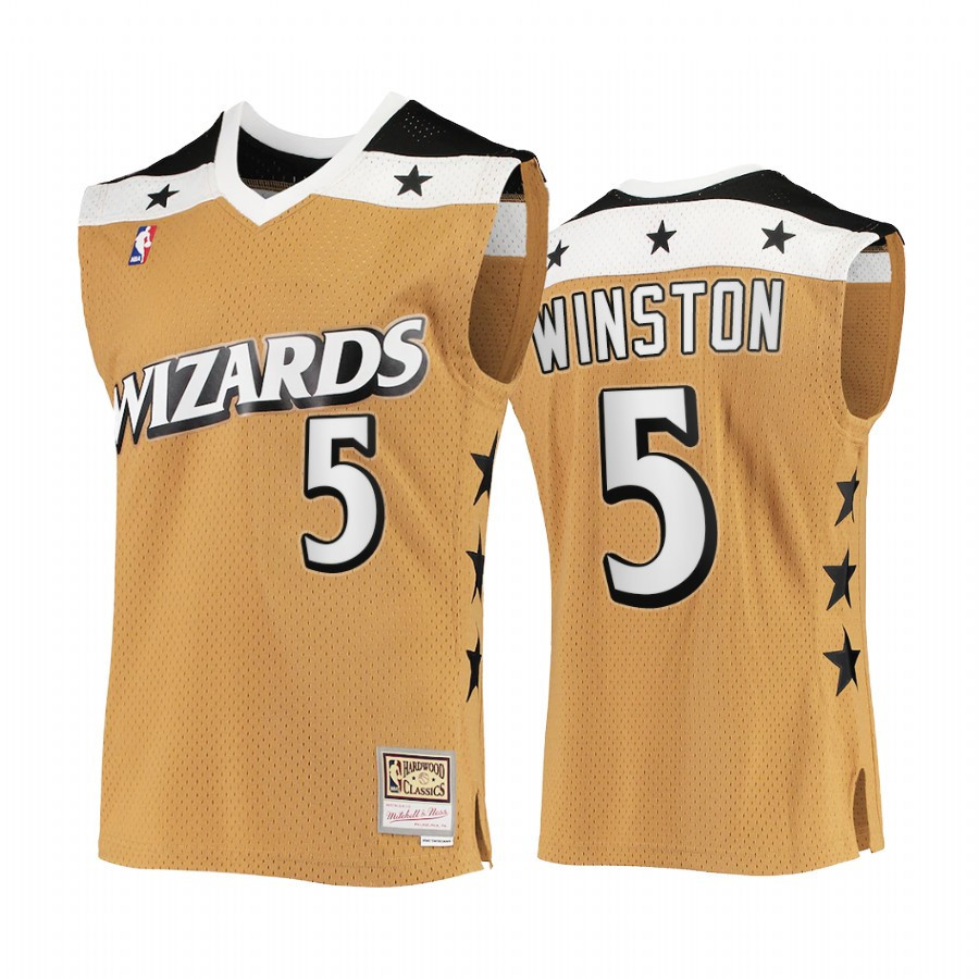 Cassius Winston 5 Washington Wizards Rare Vintage Gold HWC Stars NBA Jersey Men's