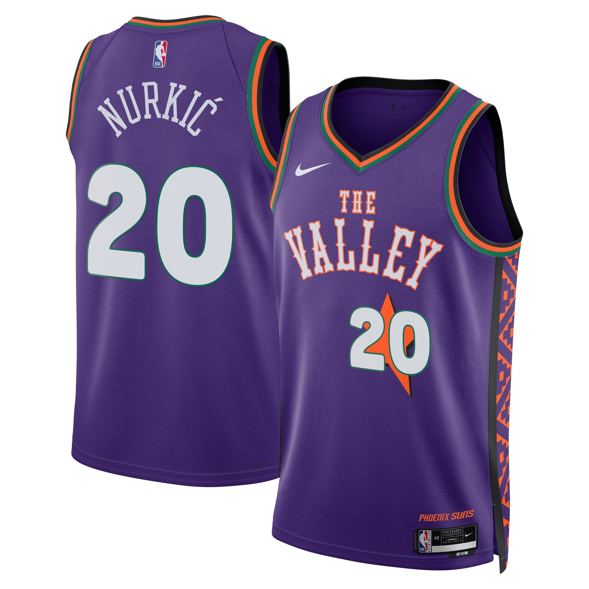 Camiseta City Edition Swingman de los Phoenix Suns 2024 Purpura Jusuf NurkicUnisex NBA Jersey Unisex