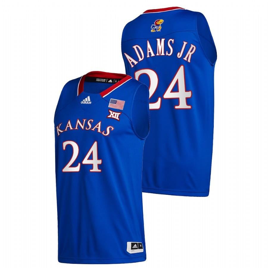 K.J. Adams Jr. 24 Blue Kansas Jayhawks 2023 Away College NCAA Jersey Men's