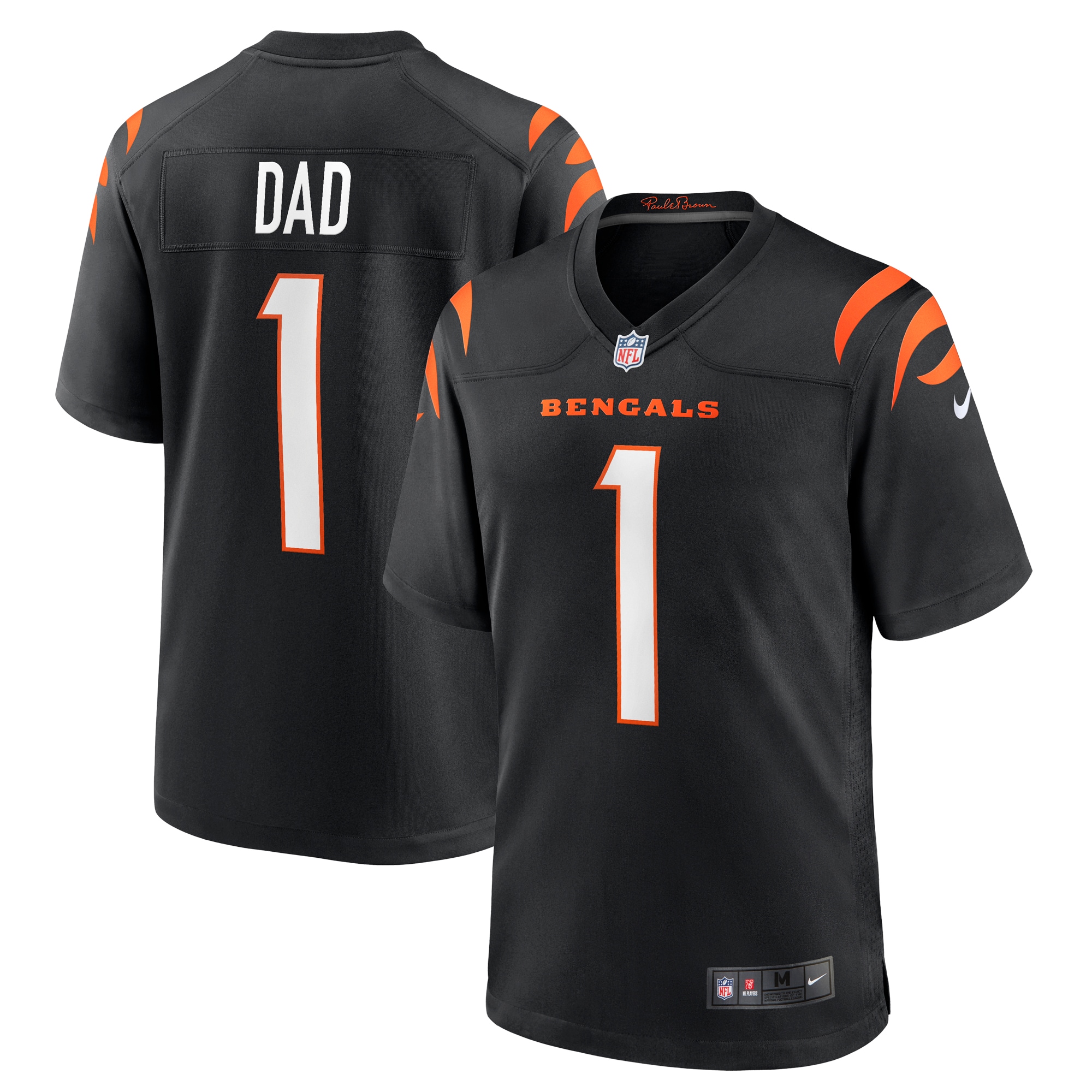 Cincinnati Bengals Number 1 Dad Black Game NFL Jersey Men's