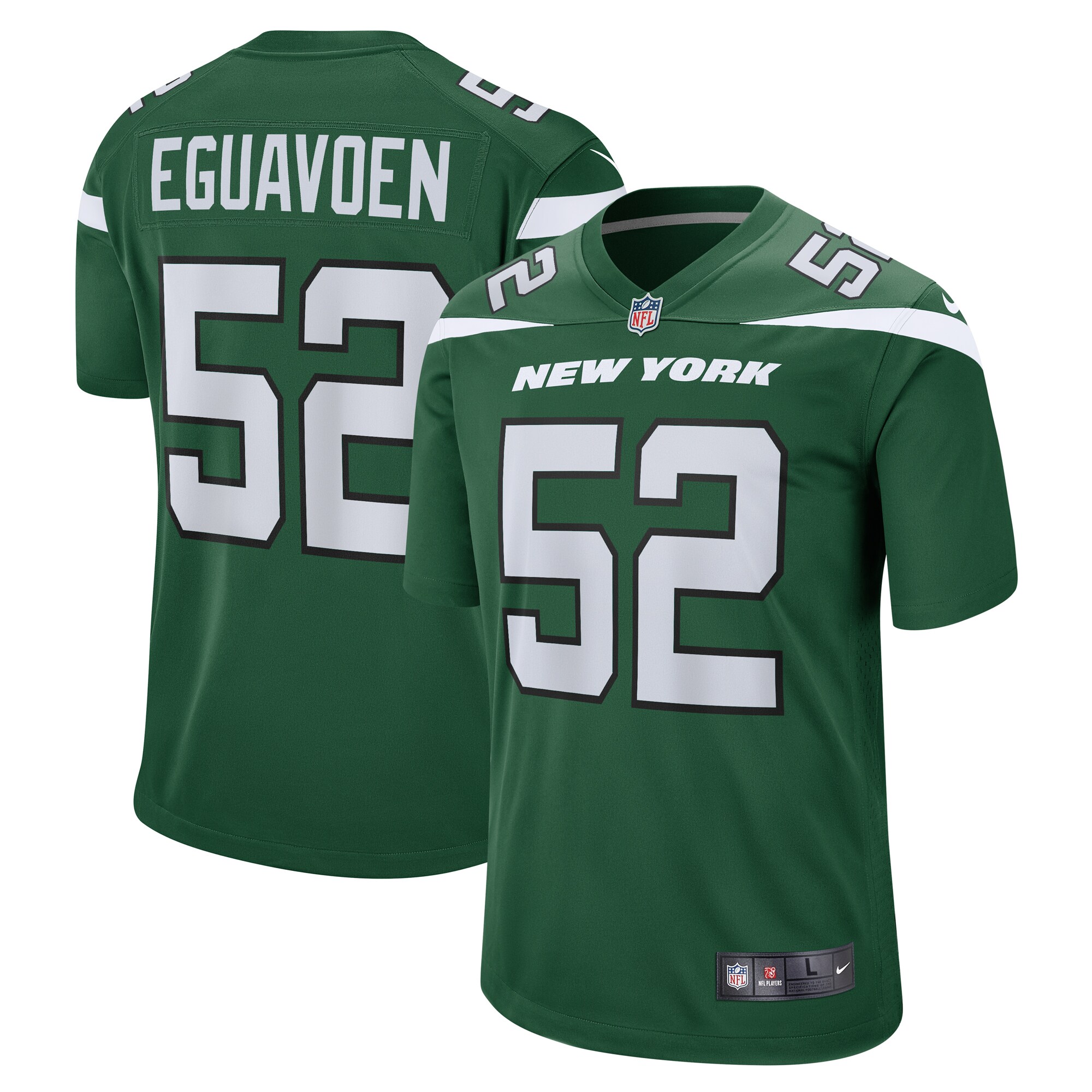 New York Jets Sam Eguavoen Gotham Green Game NFL Jersey Men's