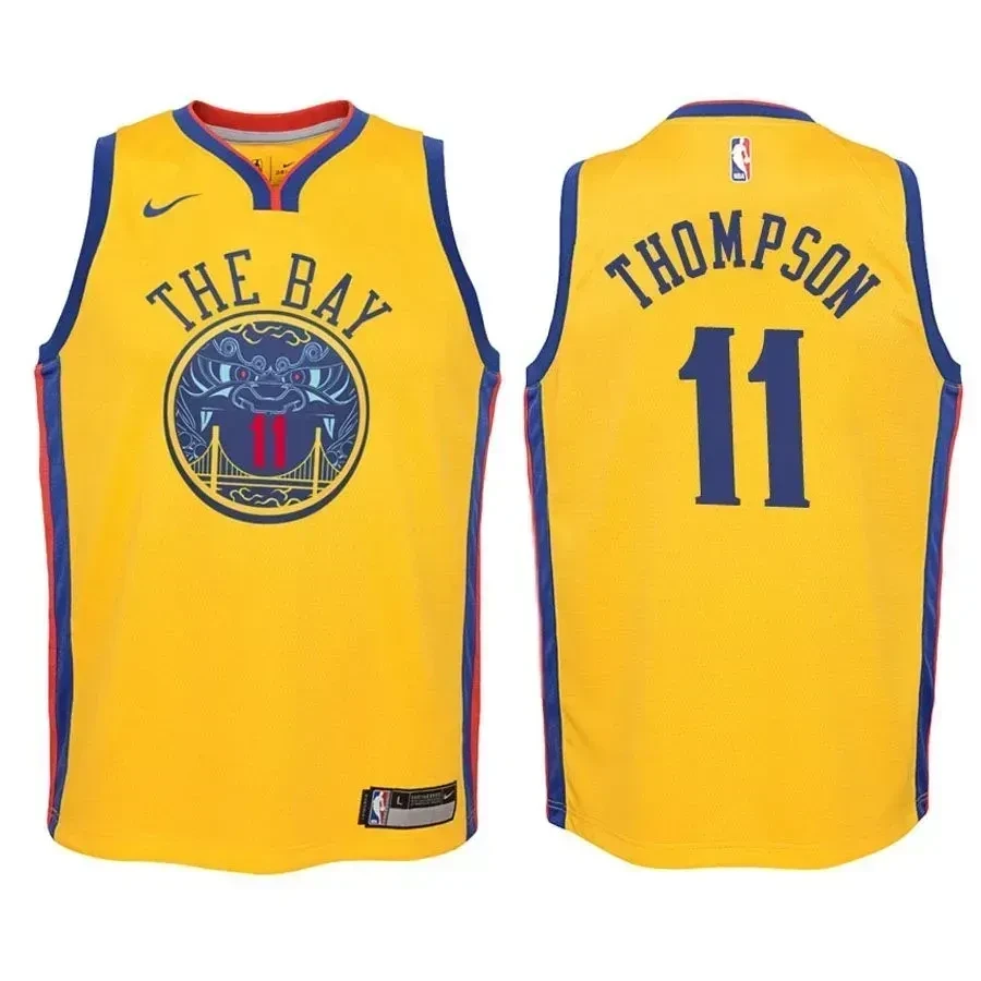 Golden State Warriors Klay Thompson 11 City Edition Gold NBA Jersey Youth