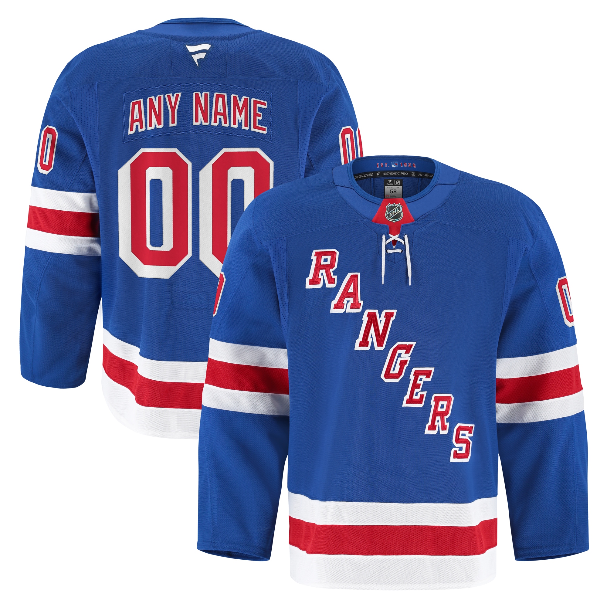 New York Rangers Royal Home Pro Custom NHL Jersey Men's
