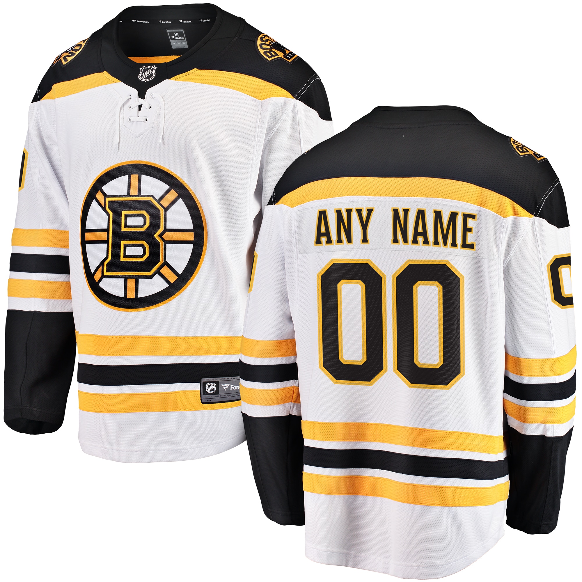 Boston Bruins White Away Breakaway Custom NHL Jersey Men's