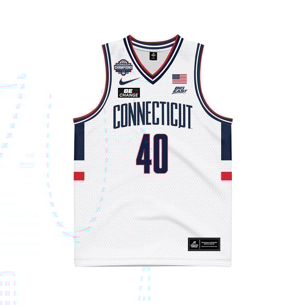 Andre Johnson Jr. 40 UConn Huskies 2024 National Champions Patch Unisex NCAA Jersey Unisex