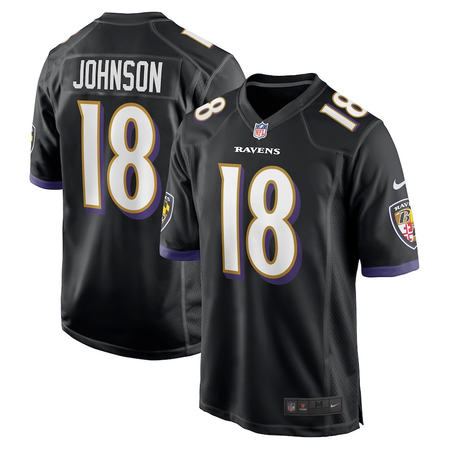 Diontae Johnson 18 Baltimore Ravens Alternate Player Game Black NFL Jersey Men's