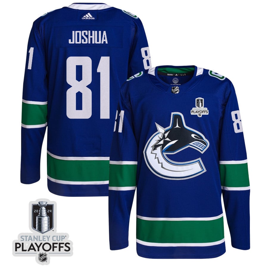 Dakota Joshua 81 Vancouver Canucks 2024 Playoffs Patch Home Blue NHL Jersey Men's