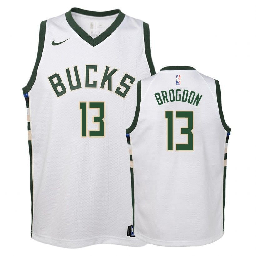 Bucks Malcolm Brogdon 13 Associatio White NBA Jersey Youth