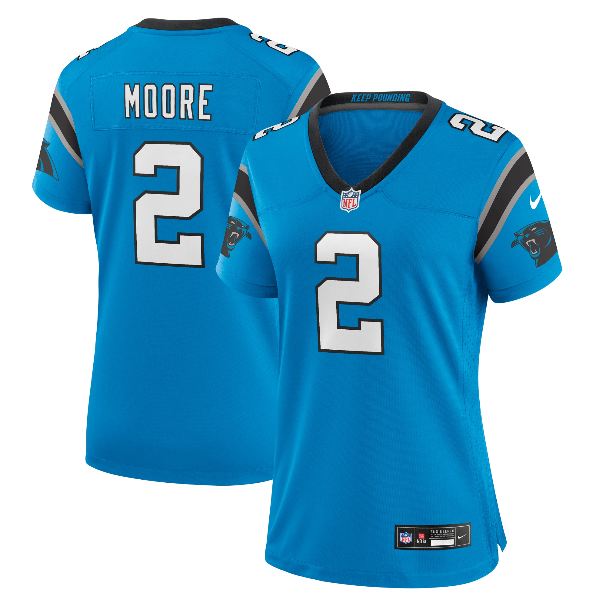 Carolina Panthers D.J. Moore Blue Player NFL Jersey Women's