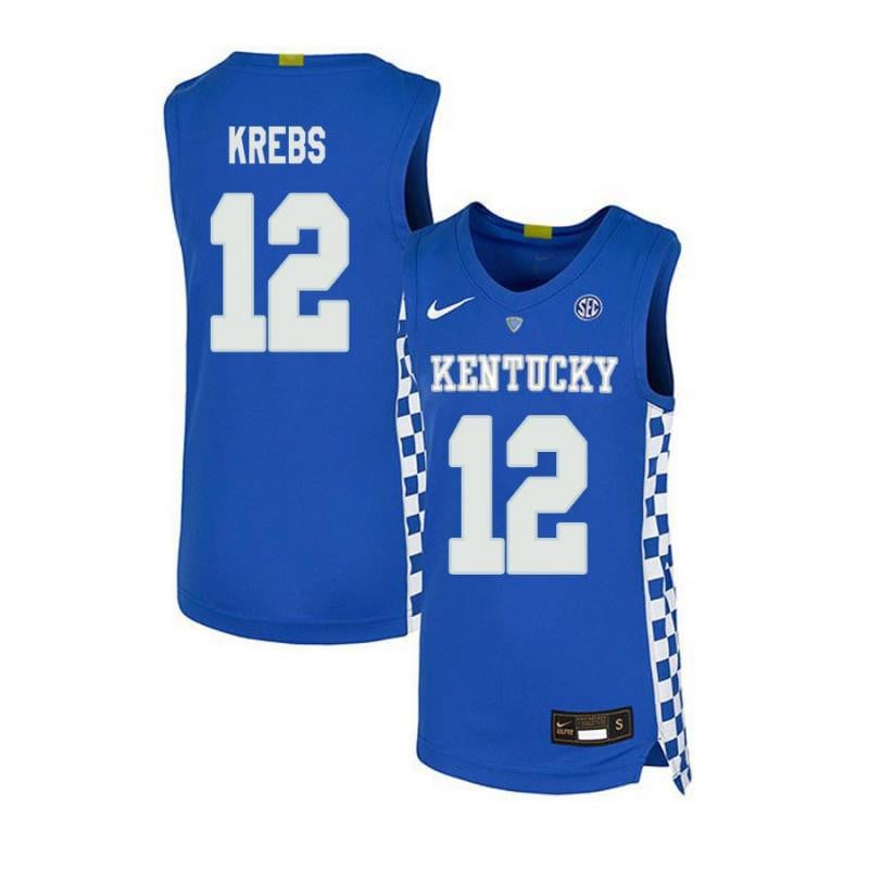 12 Mark Krebs Royal Blue Elite Kentucky Wildcats NCAA Jersey Men's