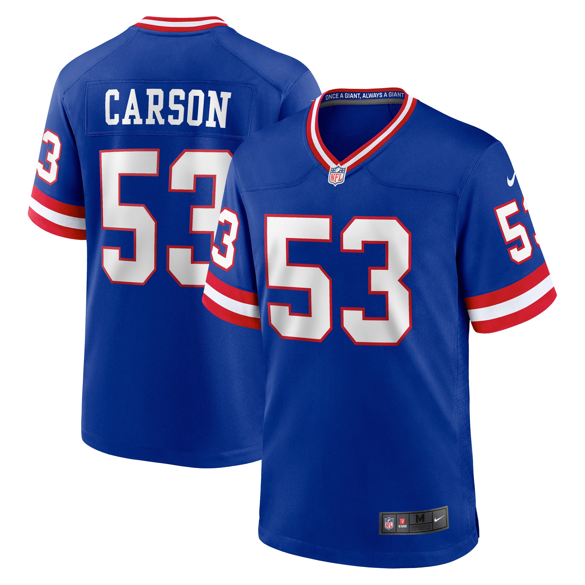 New York Giants Harry Carson Royal Classic Retired Player Game NFL Jersey Men's